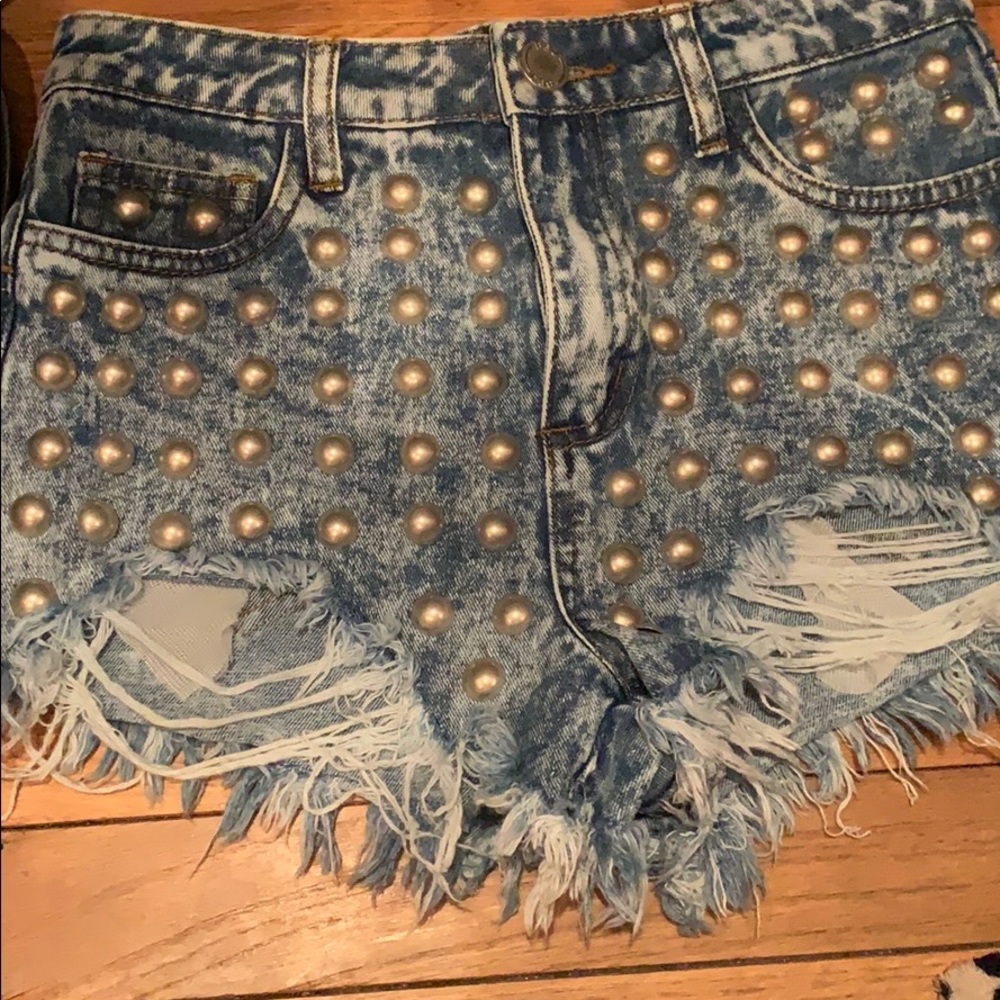 Studded , High waisted jean shorts